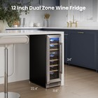 Yeego 12 Inch Wine Fridge Dual Zone 17 Bottles With Glass Door For Home Office