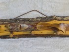 Hand Carved Wood Fish Wall Rack Rustic Folk Art Bark 3 Peg Cabin Lodge Decor