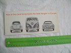 Volkswagen    Black   White   price And Shipping    Brochure  - 1960 s