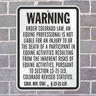 Warning Equine Liability Sign 24x18 Metal Aluminum Black White Rustproof Durable