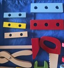Colorful Wooden Tools Build Set Kids Educational Toy Construction 30 Pieces New