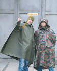 German Army Wet Weather Rain Poncho Waterproof Olive Hood Shelter Cape Us Stock