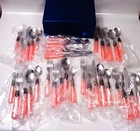 Vintage Gibson Roseland Pink Pearlescent Handle Premium S s 35 Pc Silverware Set