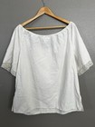 Vintage Victorian Cotton Lace Top Boat Neck Short Sleeve Peasant Boho Women   s L