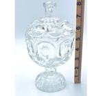 Vintage Smith Glass Moon And Star Clear Pedestal Lidded Candy Dish Compote 8 
