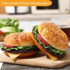 Artificial Hamburger Round 2 Pack Realistic Fake Food For Display Faux Burger   