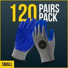 120 Pairs  Blue Latex Coated  Work Gloves  Textured Grip Gloves For Men women