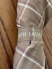 Ralph Lauren Plaid Wide Umbrella With Brown Leather Handle Read