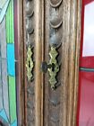 Pair Antique Wooden Leaded Glass Prairie Style Door Panels  Reclaimed Architectu