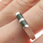 925 Sterling Silver Vintage Real Jade Modernist Bar Ring Size 7