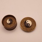 Set Of 3 Mini Round Metal Trinket Boxes W  Lids Yin Yang Scroll Antique