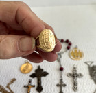 Vintage 11 Piece Lot Religious Jewelry  Cross Rosary Medallions St  Christopher