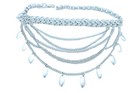 Women Silver Metal Chain Boot Bracelet Anklet Shoe Leaf Charms Wrap Around Band 
