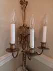 Pair Large Antique French Louis Xvi Style Gilt Patinated Bronze Sconces  25 x11 