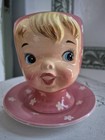 G c c Japan Miss Cutie Pie Fine China Handpainted Pink Floral Jam Jar