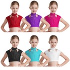 Kids Girls Crop Top Stylish Vest Dance Dancewear Hollow Out T-shirts Shiny Tops