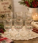 Vintage 1986 Libbey Arby   s Holly Berry Christmas Goblets Gold Trim Set Of 6
