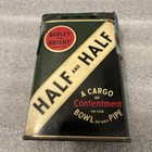 Vintage Half And Half Pipe Smoking Tobacco Vertical Pocket Tin   Metal Can Rare