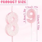 Pink 3d Glitter Number 7 Birthday Candle  5cm Sparkling Numeral Cake Topper F   