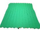 Handmade Crochet Afghan Blanket Green Chevron Ripple Throw 46x44 Soft Cozy Knit
