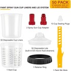 Pps Cups Disposable Paint Spray Gun Cup Liners And Lid System  125 Mic  50 Pack