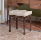 Vintage Vanity Bench Stool Footstool Linen Padded Cushion For Bedroom Bathroom