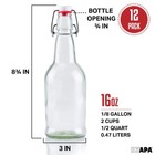 Ilyapa 16oz Clear Glass Beer Bottles For Home Brewing - 12 Pack