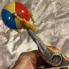 Vintage Wind-up Tin Toy Elephant On A Bike W spinning Ball On Trunk Ex Preowned