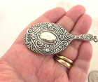 Antique Hanau German Silver Miniature Hand Mirror For Chatelaine Or Dollhouse