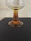 German Roemer Wine Glasses Etched Grape Leaves Amber Beehive Stem Set Of 2