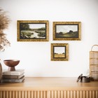Vintage Landscape Wall Art Set Of 3 Gold Framed Farmhouse Living Room Decor