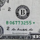 Fw Duplicate Serial Number Star Note B 06773255     One Dollar  1 Bill Error 2013
