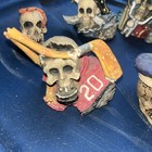 Lot Of 7 Vintage Skulls Fish Tanks      Gravestone Ceramic Figurines Cool Fun Dec