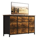 10 Drawers Wide Dresser Chests Of Drawers For Bedroom W power Outlet  Led Light