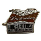 Budweiser Beer Motorcycle Ride Safe First Brewery Lapel Hat Pin Pinback