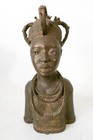 Vintage Benin Bronze Head Bust Queen Mother Iyoba African Art Nigeria