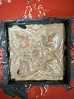 Antique Orange Metal Tin Framed Ceiling Tile Architectural Salvage 2 In 1