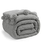  Double Sided Sherpa Blanket queen Size Super Queen 90x90 Inches  Double Grey