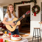 38  New Beginners Acoustic Guitar With Guitar Case  Strap  Tuner And Pick  natur