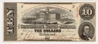 T-59 Pf-12 1863  10 Confederate Civil War Paper Money High Grade Beauty Pmg Au55