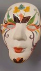 Mardi Gras Ceramicface Mask Wall Hanging Hand Painted Glitter Flowers 7x5 5 0161