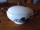 Vintage California Metlox Poppytrail Handpainted Ivy Oval Sugar Bowl W lid-exc