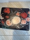 Vtg Style Floral Metal Storage Tin Box Roses Cottagecore Decorative Container