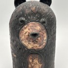 Vtg Adorable Mid Century Pottery Hand Carved Black Bear Coin Piggy Bank