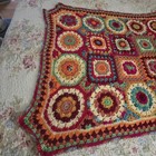 Granny Square Circles Afghan Crochet Throw Blanket 46 X 40 Vtg Multi Color