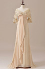 Champagne Evening Dresses With Cape Formal V Neck Chiffon Prom Party Gowns