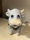 Vintage Ceramic Cow With Blue Bow Creamer 5  X 4  Hand Painted Rustic Farmhouse