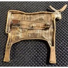 Gold Tone Bull Brooch Modernist Mcm Style Figural Pin