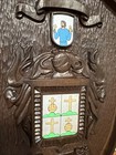 Vtg Family Coat Of Arms Plaque Faux Wood Finish Wall Decor By Halberts Inc-ohio