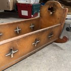 Doll Rocking Cradle Bassinet Primitive Farmhouse Carved Crosses Wood